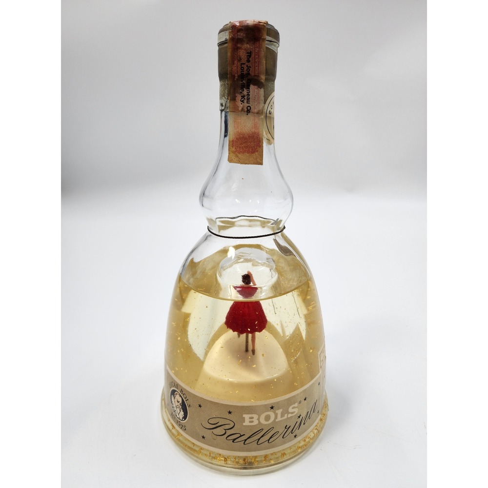 Vintage Bols Ballerina Gold Liqueur Musical Bottle Dancing Ballerina Red Dress
